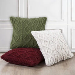 Cable Knit Soft Diamond Throw Pillow - Cream -HiEnd Accents PL5002 OS CR 3 lg