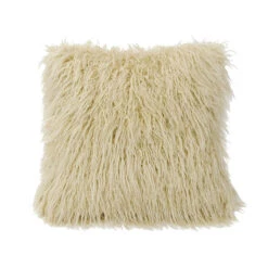 Mongolian Faux Fur Throw Pillow - Cream