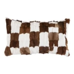 Patched Goat Hide Lumbar Pillow
