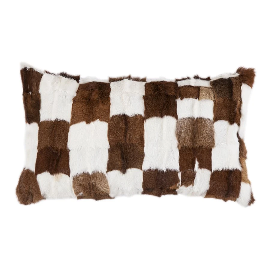 Patched Goat Hide Lumbar Pillow 1 Patched Goat Hide Lumbar Pillow