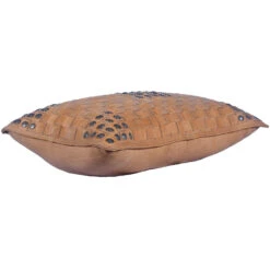 Basket Weave Leather Pillow W/Studs - Soft Tan -HiEnd Accents PL5010 2 lg