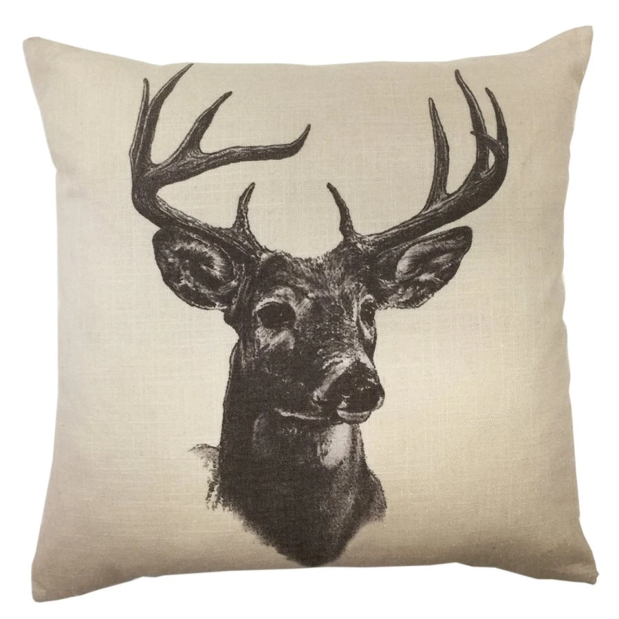 Linen Whitetail Deer Bust Pillow 1 Linen Whitetail Deer Bust Pillow