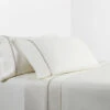 350 Thread Count Arrow Embroidery Sheet Set - Cream