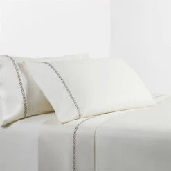 350 Thread Count Arrow Embroidery Sheet Set - Cream