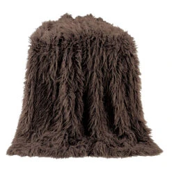 Mongolian Faux Fur Throw Blanket - Chocolate