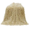 Mongolian Faux Fur Throw Blanket - Cream