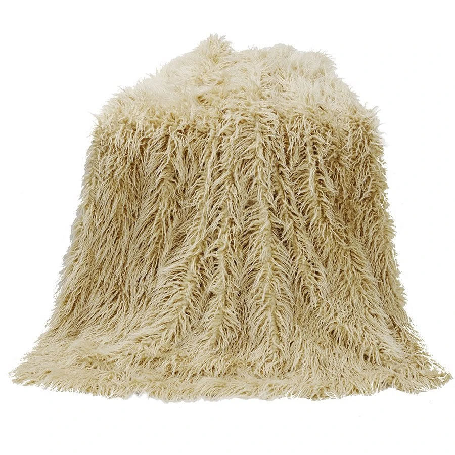 Mongolian Faux Fur Throw Blanket - Cream 1 Mongolian Faux Fur Throw Blanket - Cream