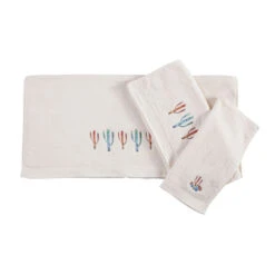 Serape Cactus 3-Piece Bath Towel Set - Cream