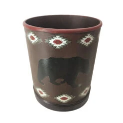 Aztec Bear Bathroom Wastebasket