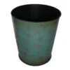 Rustic Turquoise Metal Bathroom Wastebasket