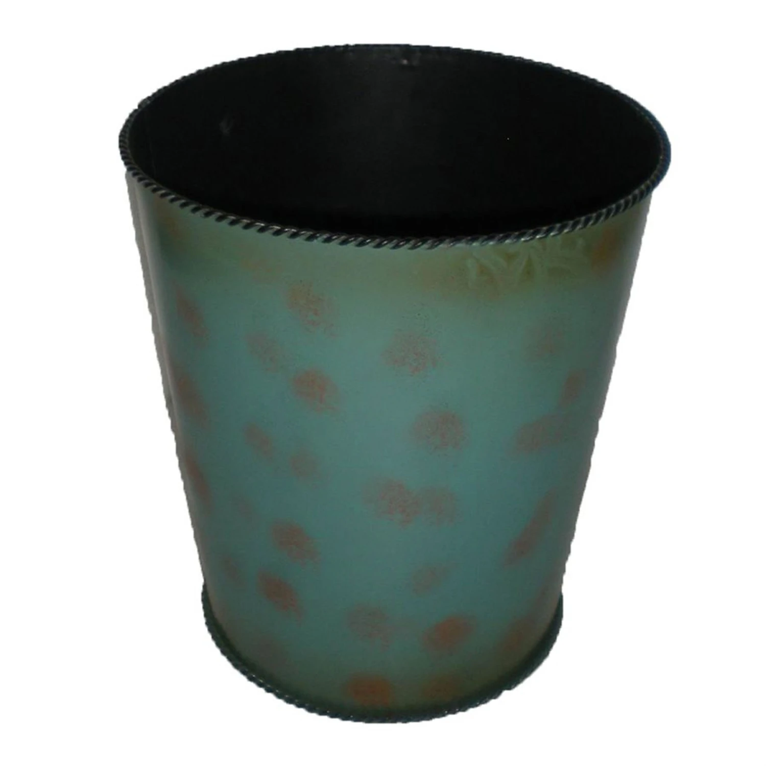 Rustic Turquoise Metal Bathroom Wastebasket 1 Rustic Turquoise Metal Bathroom Wastebasket