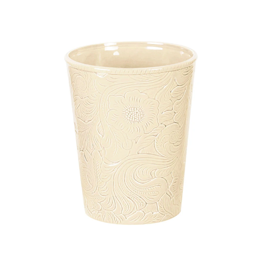 Savannah Ceramic Bathroom Wastebasket - Cream 1 Savannah Ceramic Bathroom Wastebasket - Cream