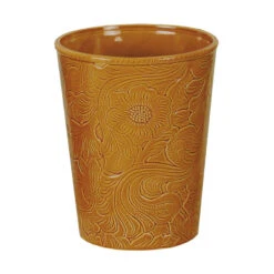 Savannah Ceramic Bathroom Wastebasket - Mustard