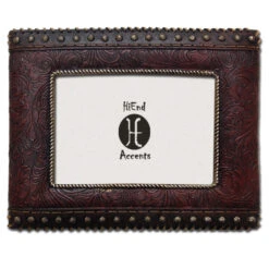 Tooled Faux Leather Frame W/Studded Sides