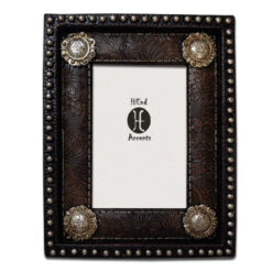 Tooled Faux Leather Frame W/Silver Conchos