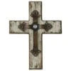 Distressed Wood Cross Wall Decor W/Antique Metal Overlay