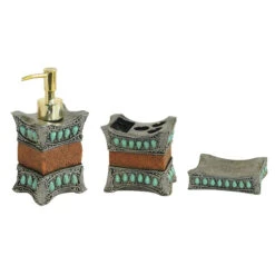 Turquoise 3-Piece Bath Countertop Accessory Set
