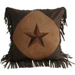 Laredo Barn Star Square Pillow W/Fringe