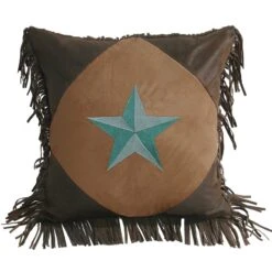 Laredo Barn Star Square Pillow W/Fringe 5 Laredo Barn Star Square Pillow W/Fringe -HiEnd Accents WS2018P5 OS TQ lg