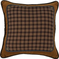 Ocala Corduroy, Plaid & Leather Pillow W/ Conchos