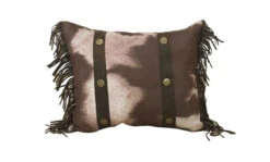 Cowhide Pillow W/ Faux Leather Strips And Studs