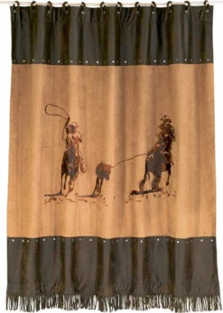 Embroidered Team Roping Shower Curtain