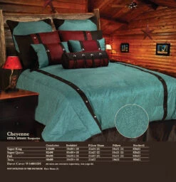 Cheyenne Faux Tooled Leather Comforter Set - Turquoise