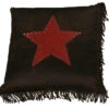 Cheyenne Faux Tooled Leather Pillow W/Star - Red