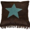 Cheyenne Faux Tooled Leather Pillow W/Star - Turquoise