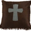 Cheyenne Faux Tooled Leather Pillow W/Cross - Turquoise