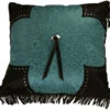 Cheyenne Scalloped Faux Tooled Leather Pillow - Turquoise