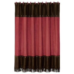 Cheyenne Faux Tooled Leather Shower Curtain - Red