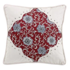 Bandera Scalloped Pillow - Red/Vintage White